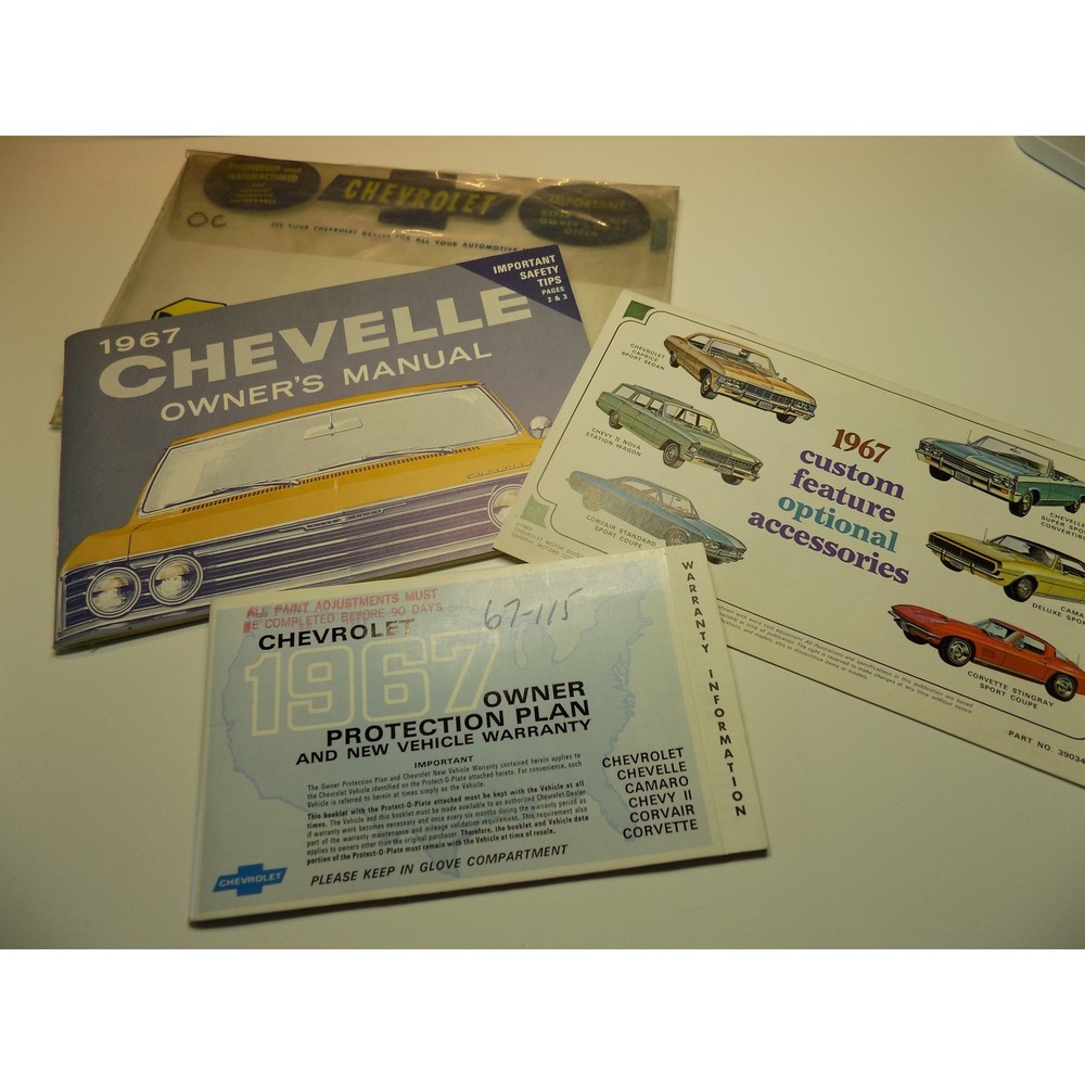 1967 Chevrolet Chevelle Owners Manual Set Protection Plan Accessories Guide GM